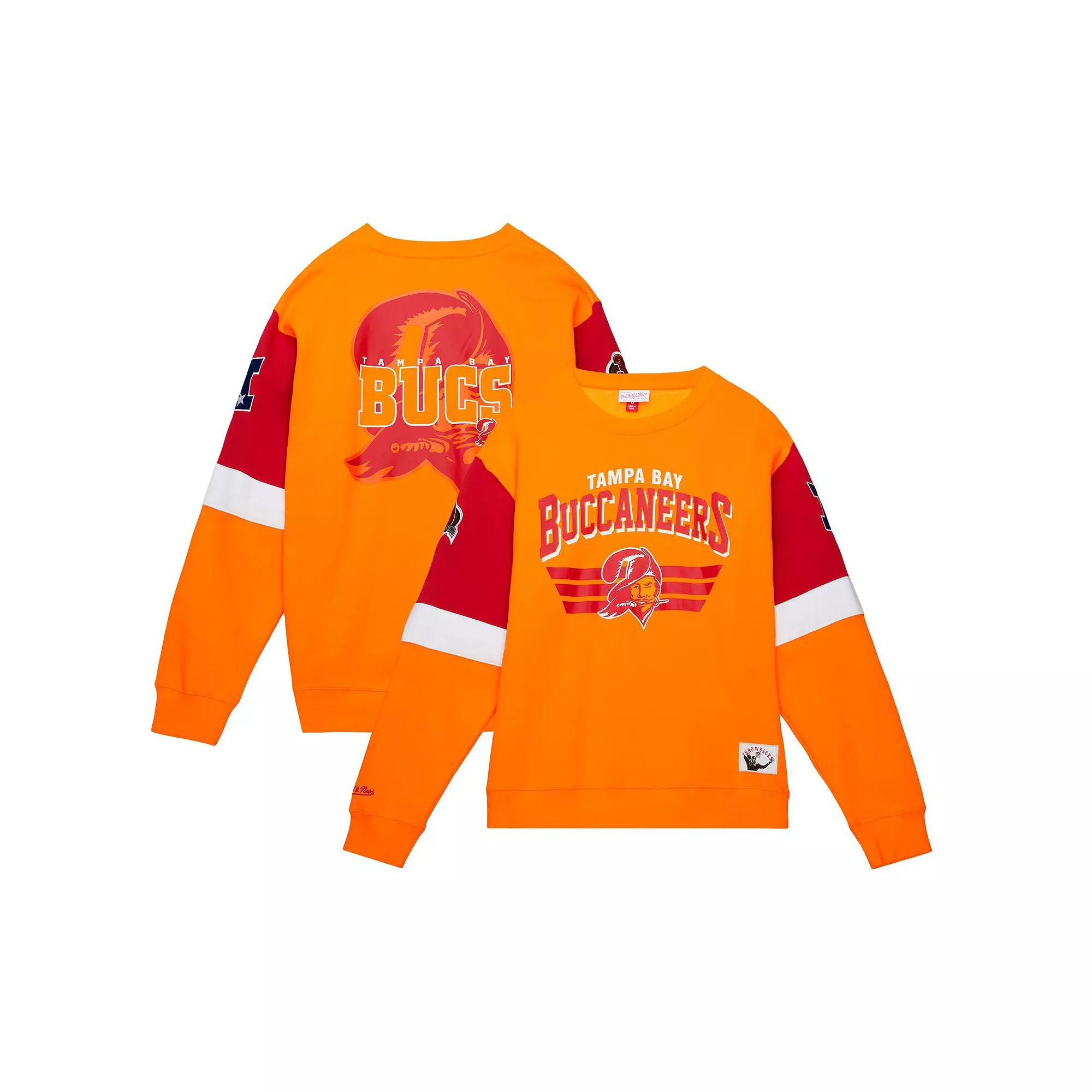 Men's Mitchell & Ness Orange Tampa Bay Buccaneers Gridiron Classics Allover 3.0 Pullover Sweatshirt,  Product Image