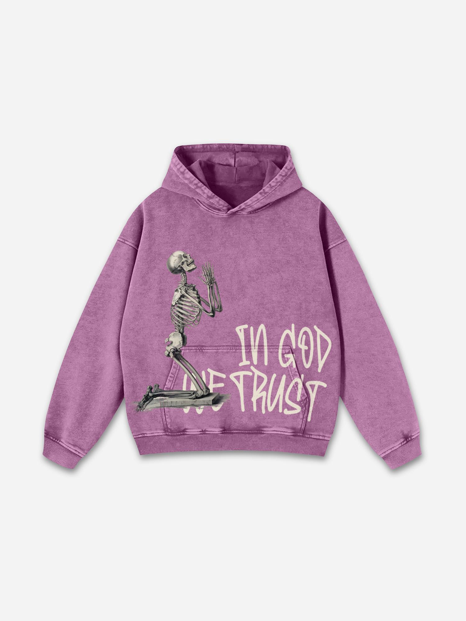 In God We Trust Graphic Print Pink Pullover Hoodie Product Image