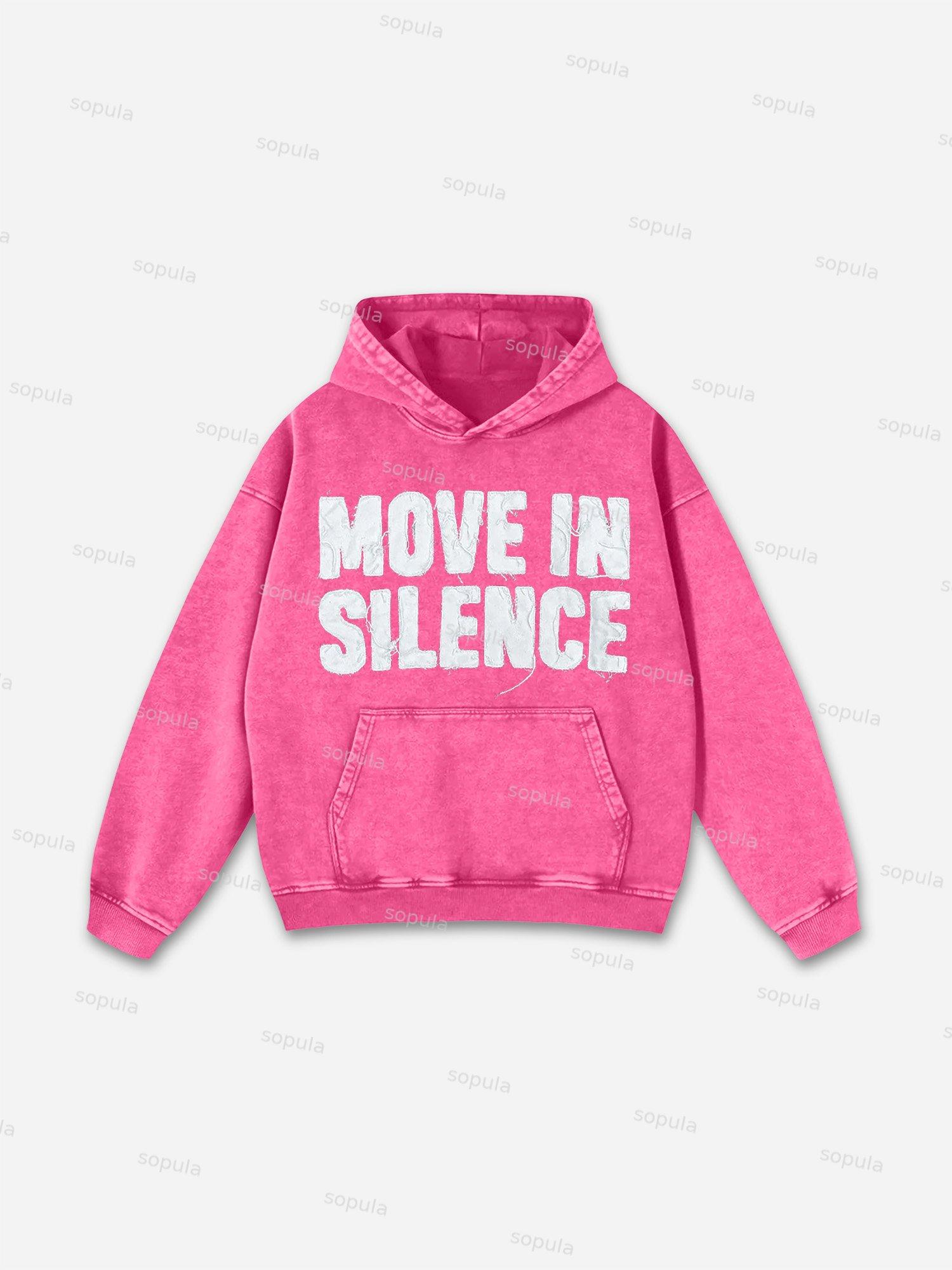 Sopula Vintage Move In Silence Graphic Acid Washed Oversized Hoodie Product Image