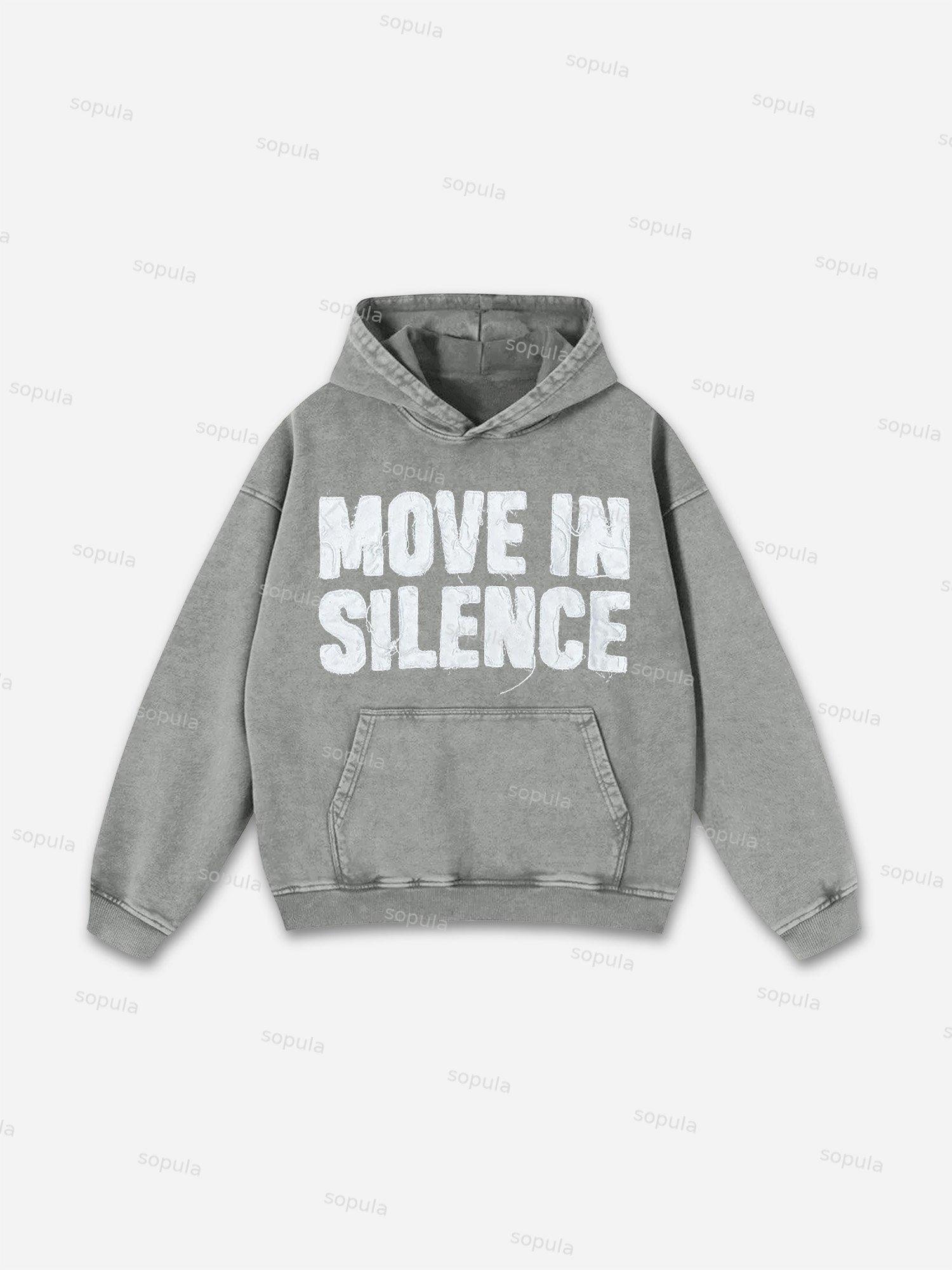 Sopula Vintage Move In Silence Graphic Acid Washed Oversized Hoodie Product Image