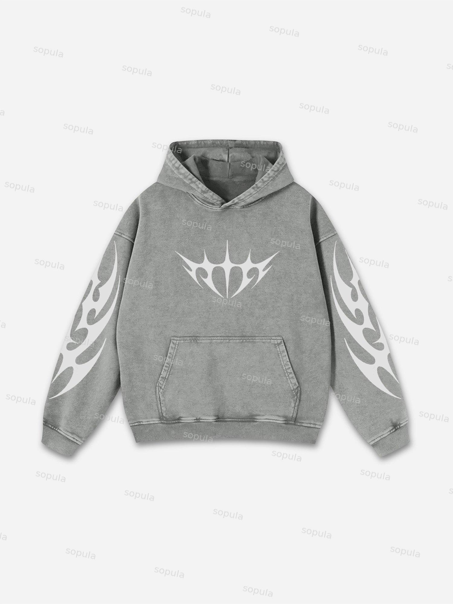 Sopula Vintage Graphics Print Acid Washed Oversized Hoodie Product Image