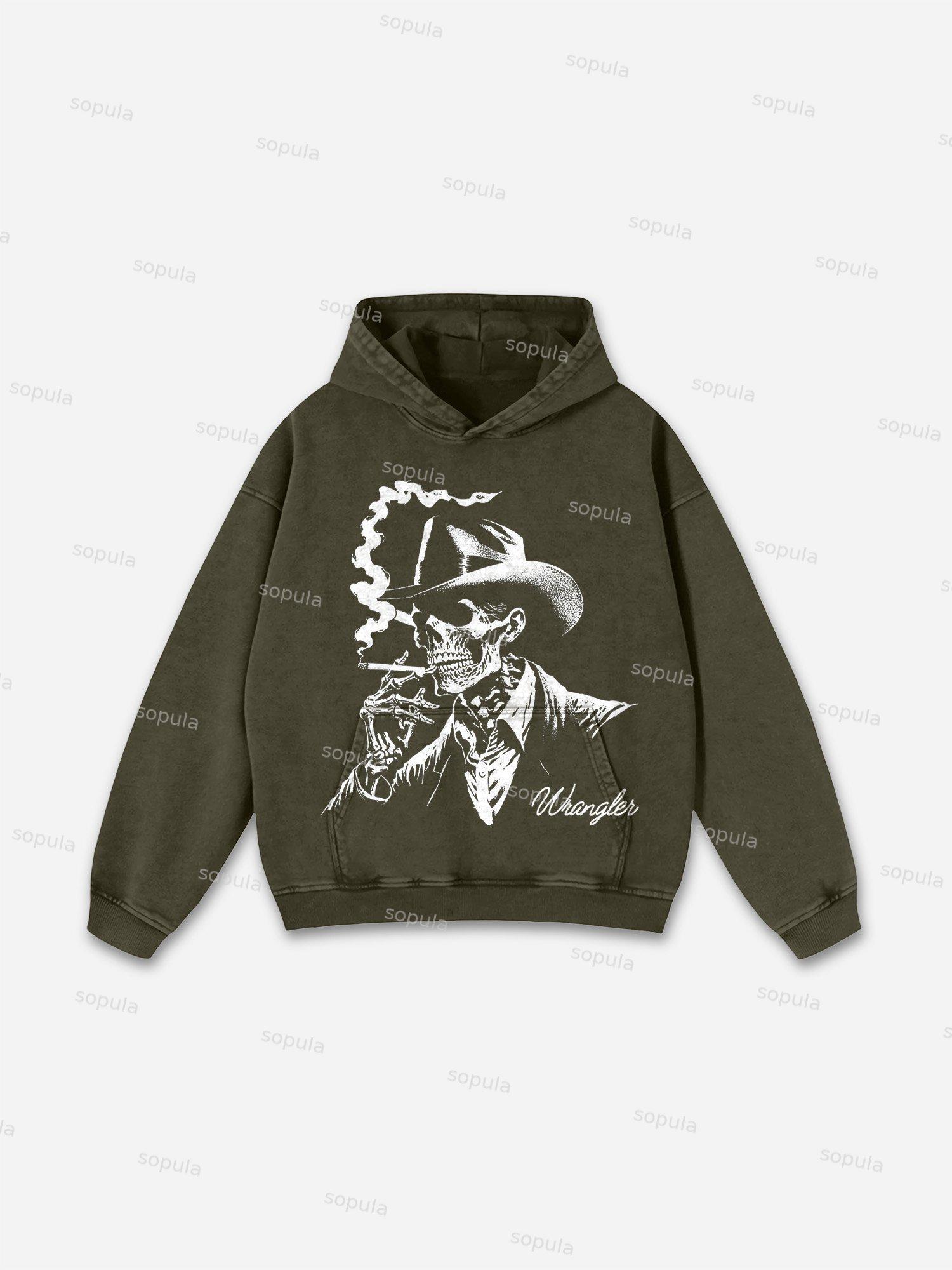 Sopula Streetwear With Gang-Inspired Character Graphic Washed Hoodie Product Image