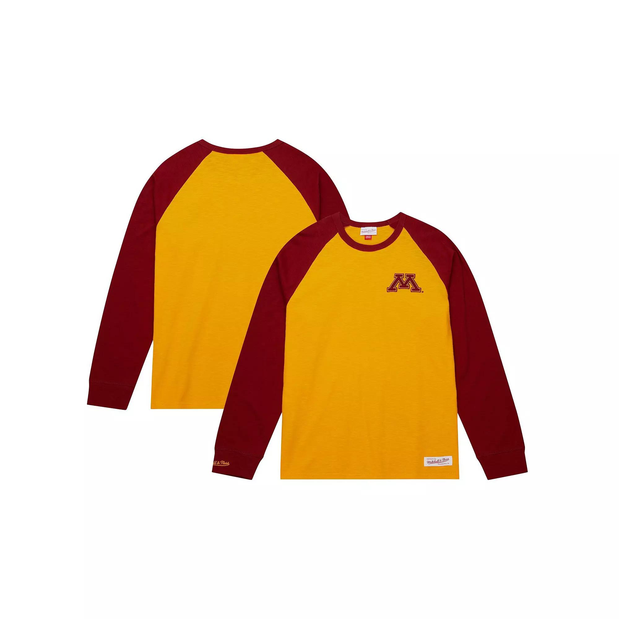Men's Mitchell & Ness Gold Minnesota Golden Gophers Legendary Slub Raglan Long Sleeve T-Shirt, Size: 2XL Product Image