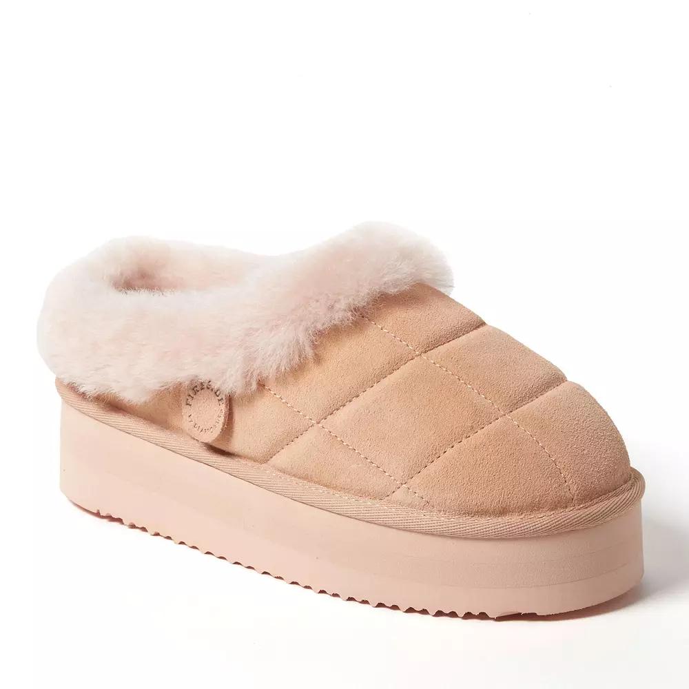 Fireside by Dearfoams Bendigo Womens Puff Platform Suede Clog Slippers Pink Dust Product Image