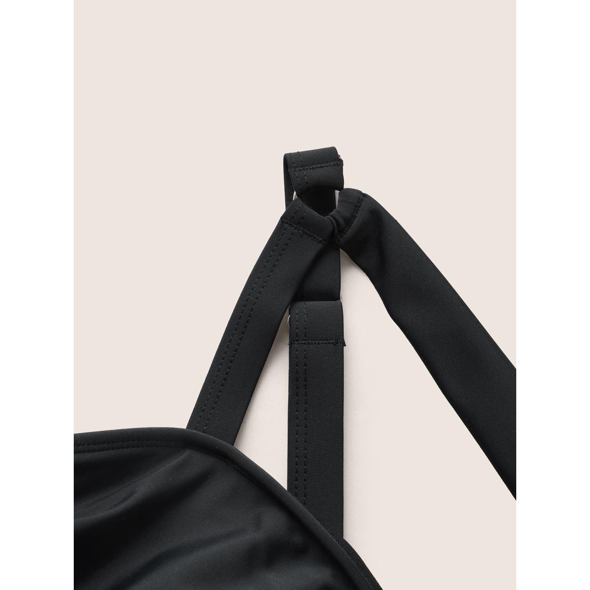 Plus Size Stereo Flower Asymmetrical Ruched One Piece Swimsuit Women's Swimwear Black Beach Overlapping Curve Bathing Suits High stretch One Pieces BloomChic 28/5X Product Image