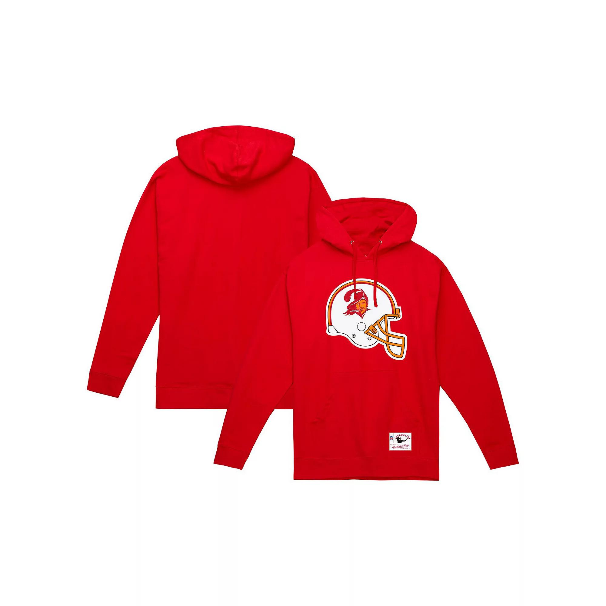 Men's Mitchell & Ness Red Tampa Bay Buccaneers Helmet Logo Vintage Pullover Hoodie,  Product Image