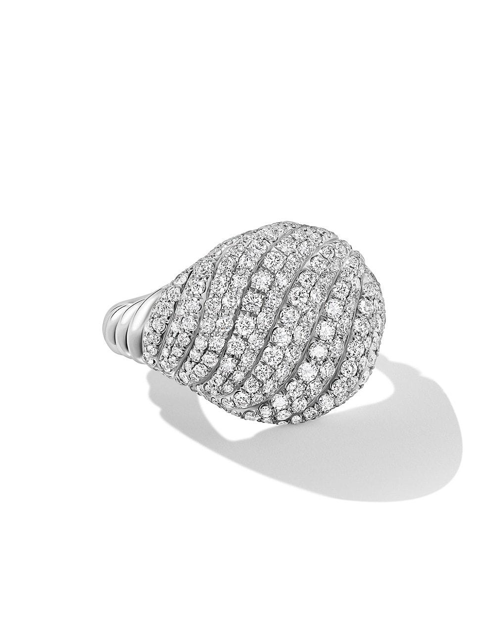 Womens Sculpted Cable Pinky Ring in 18K White Gold Product Image