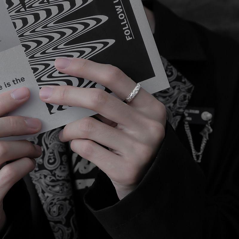 Embossed Sterling Silver Open Ring Product Image