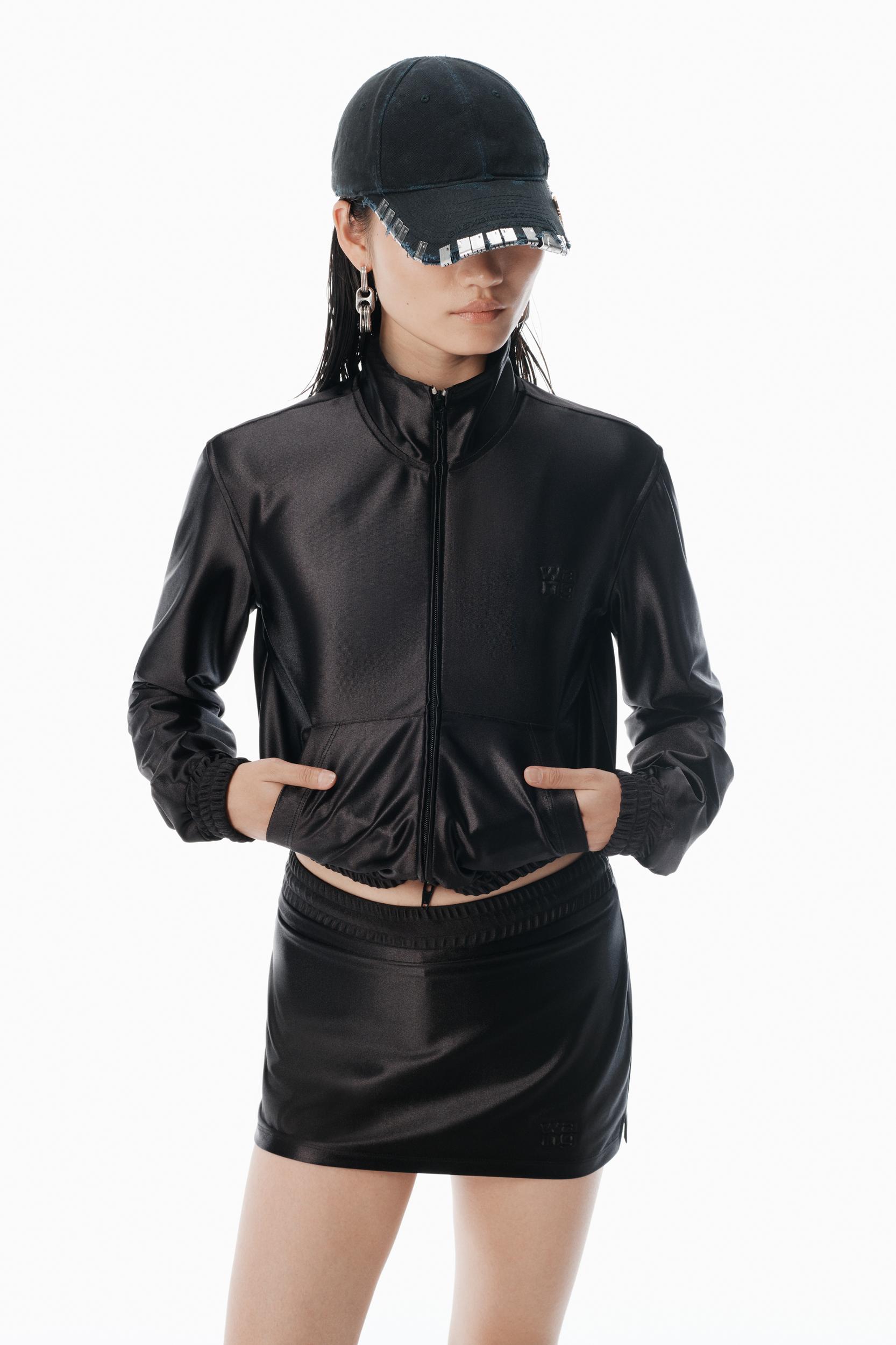Black Shrunken Zip-up Jacket Product Image