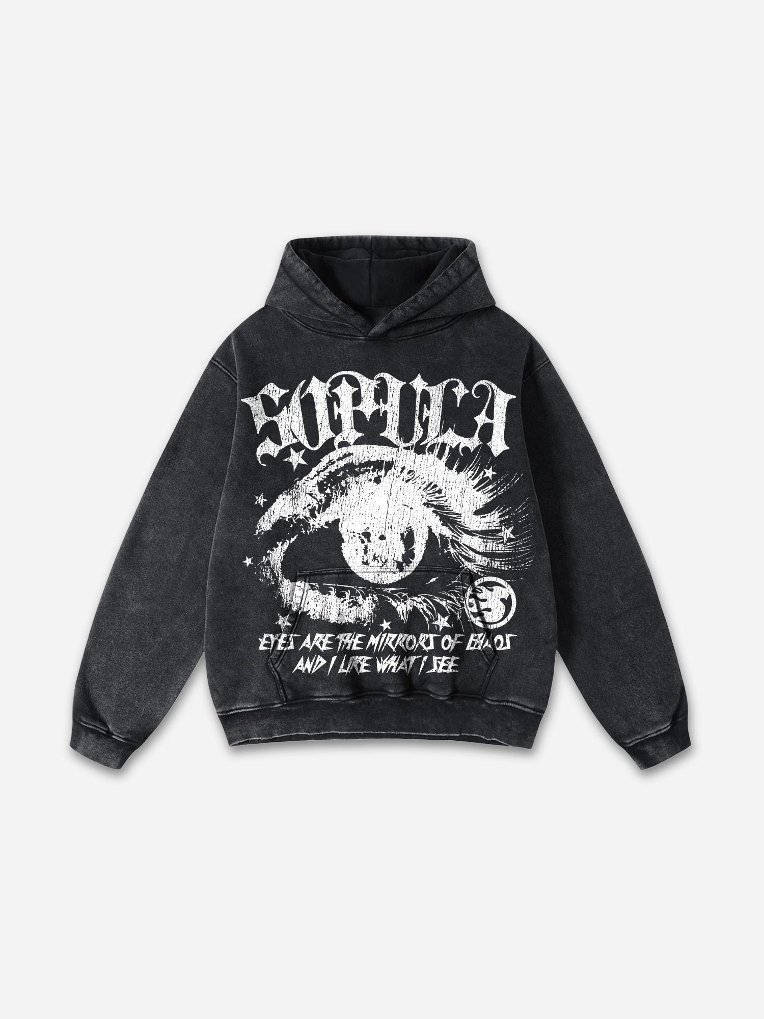 Sopula Star Eyes Graphic Acid Washed Hoodie Product Image