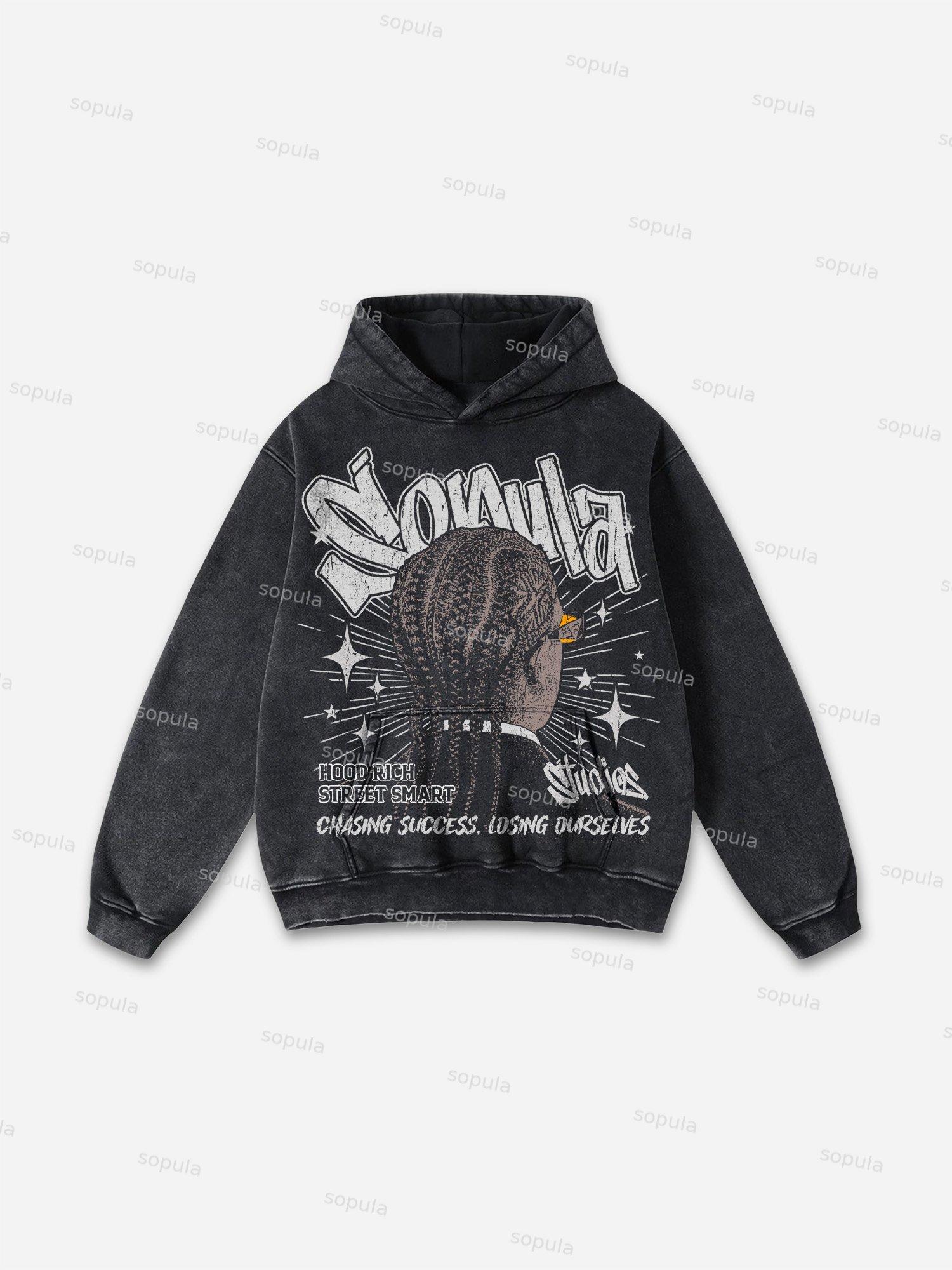 Sopula Freedom Sold For Convenience Abstract Character Graphic Washed Hoodie Product Image