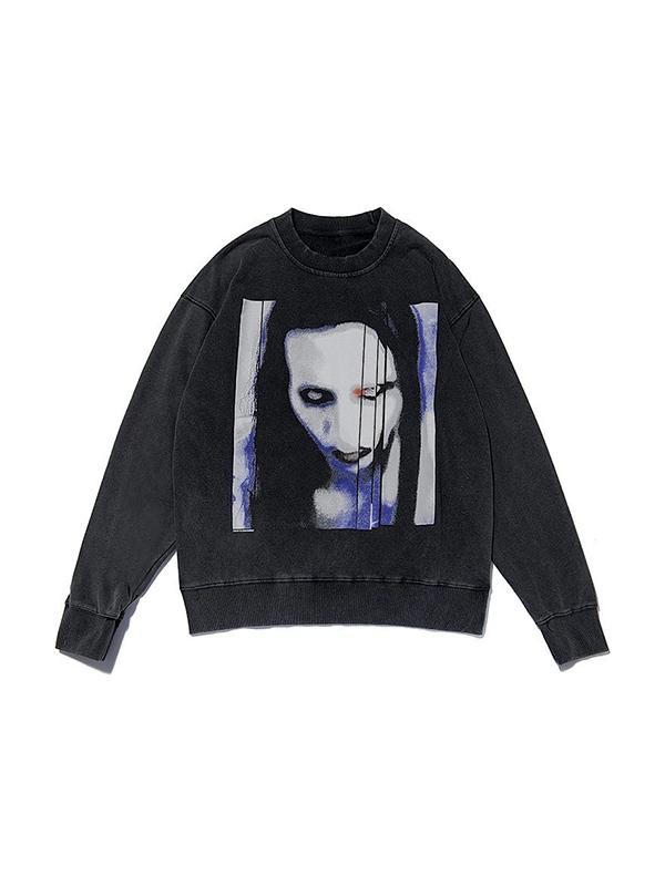 Men's Fleece Street Portrait Print Sweatshirt Product Image