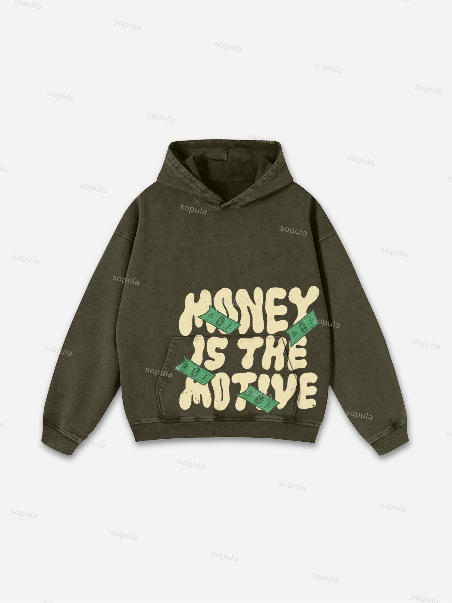 Sopula Relaxed Vintage Graphic Casual Street Washed Hoodie Product Image