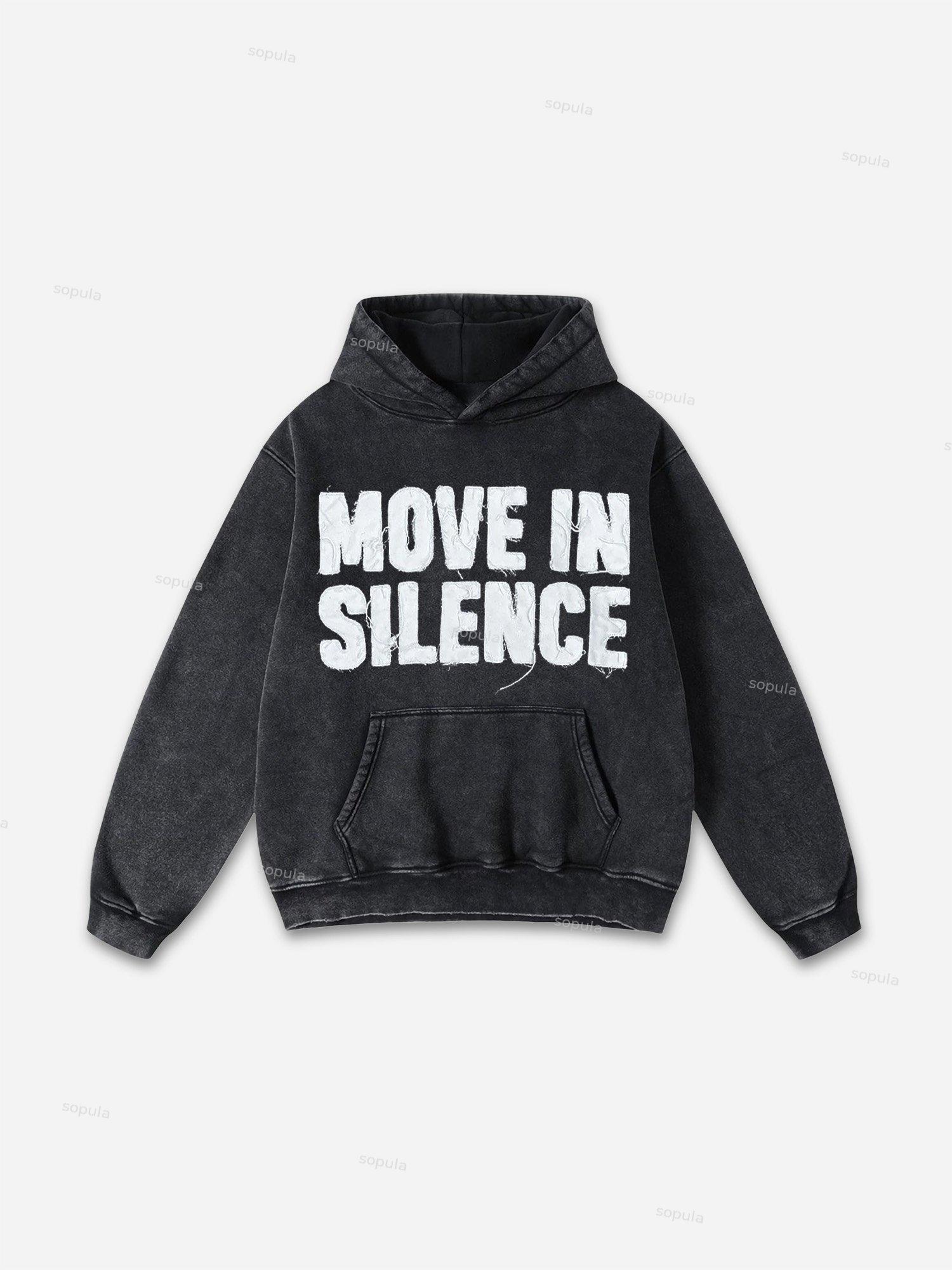 Sopula Vintage Move In Silence Graphic Acid Washed Oversized Hoodie Product Image
