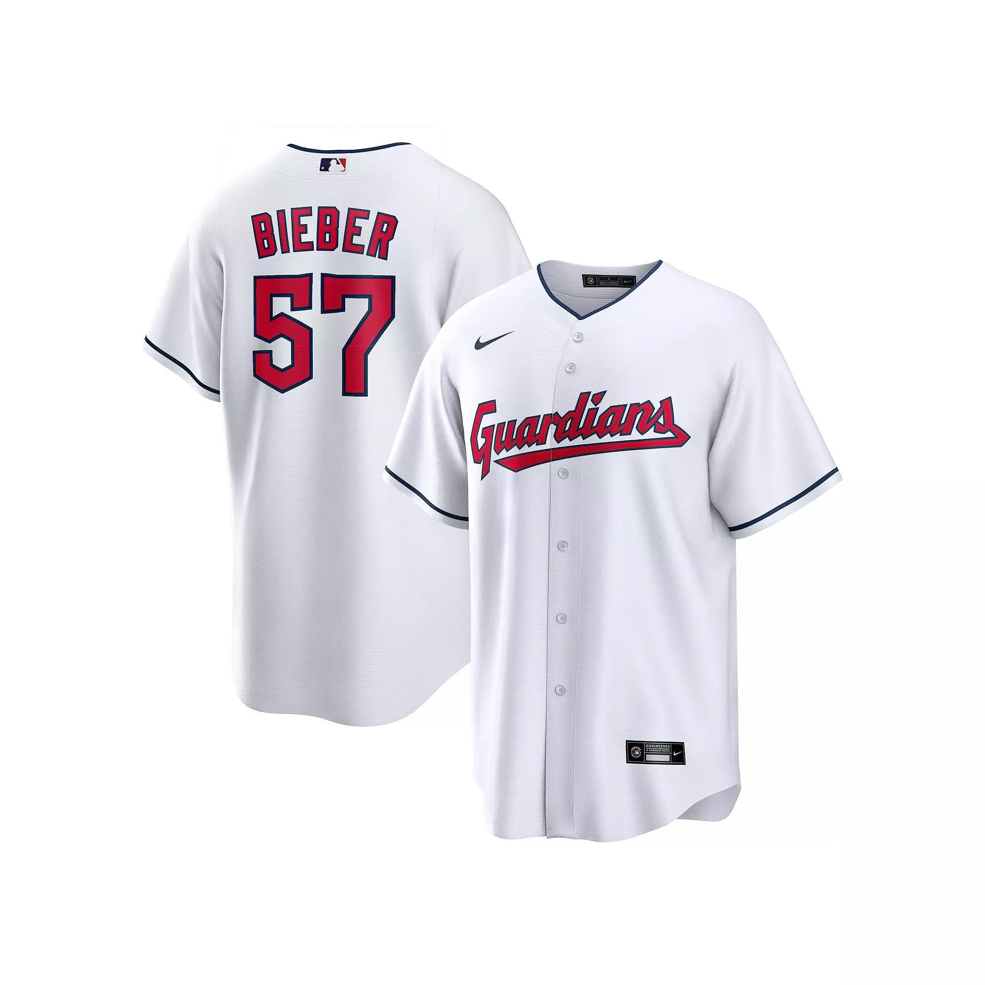 Men's Nike Shane Bieber White Cleveland Guardians Replica Player Jersey, Size: Large, Grd White Product Image