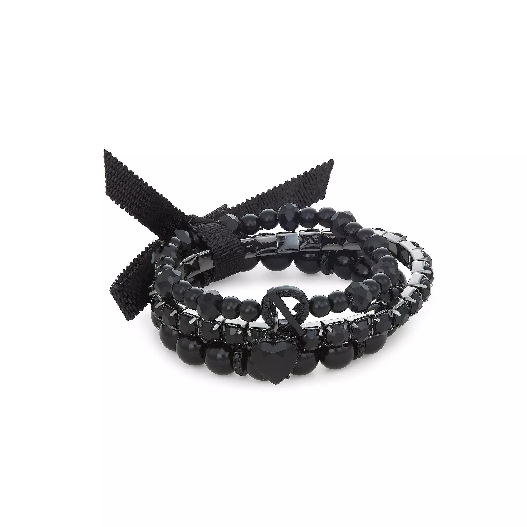 Simply Vera Vera Wang Jet Tone Stretch Bracelet Trio Set, Women's, Black Product Image