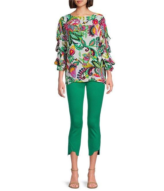 Slim Factor by Investments Ponte Knit No Waist Scallop Hem Capri Pull-On Pants Product Image