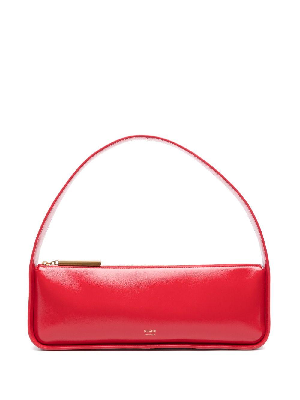 KHAITE Lori Crackle Patent Leather Shoulder Bag In Red Product Image