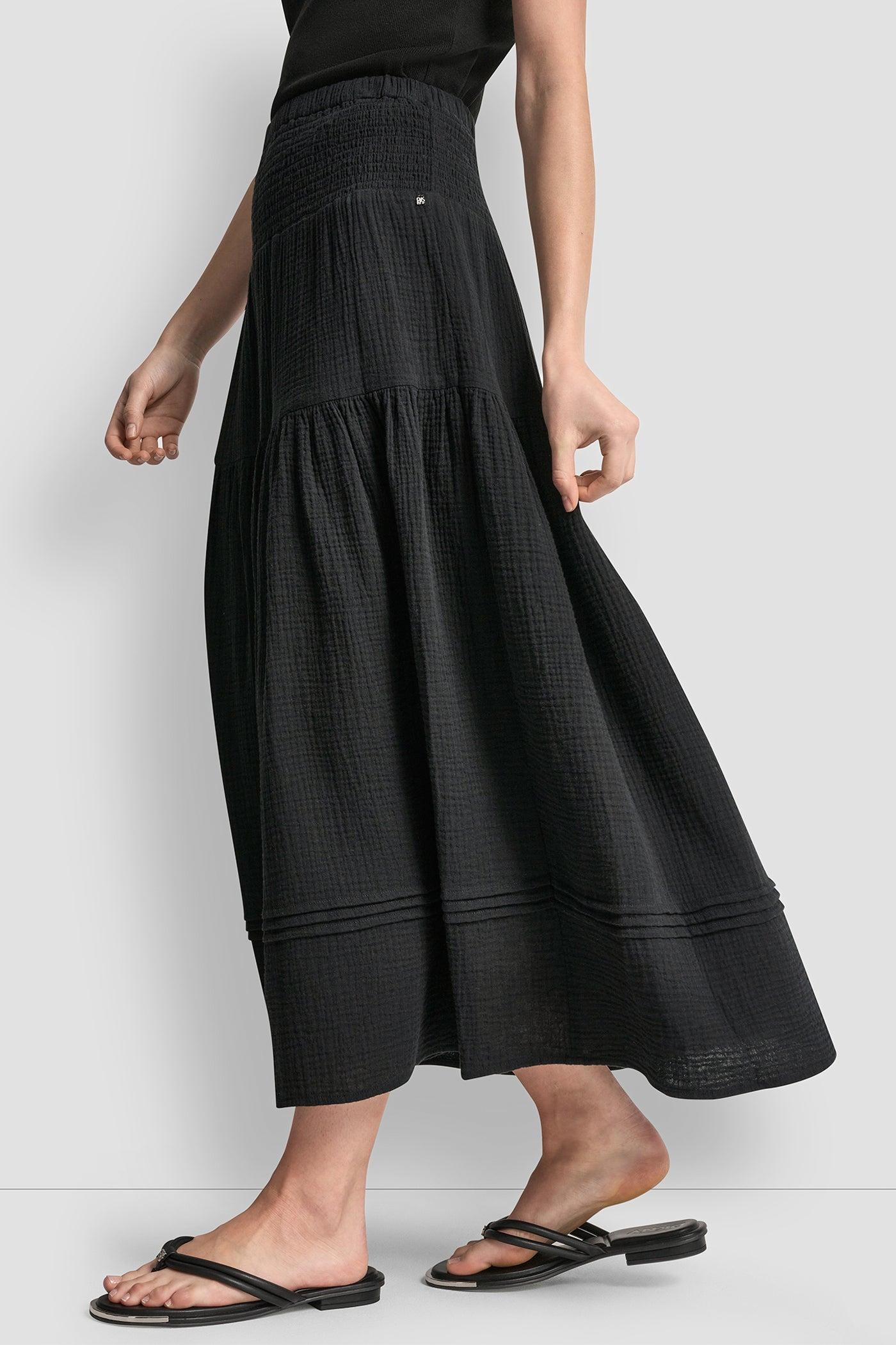 SMOCKED WAIST MAXI TIERED SKIRT Product Image