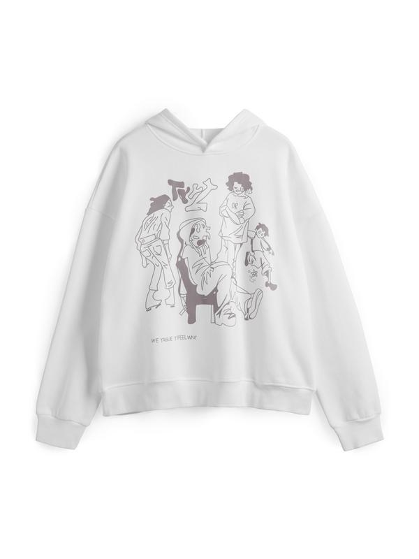 Pink Graffiti Couple Oversized Hoodie Product Image