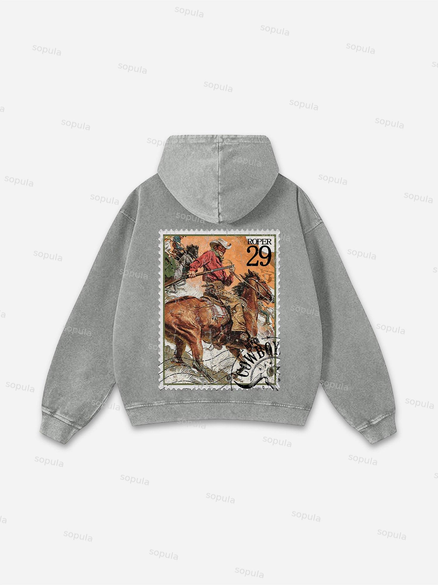 Vintage Dream of Cowboy Graphic Washed Hoodie Product Image