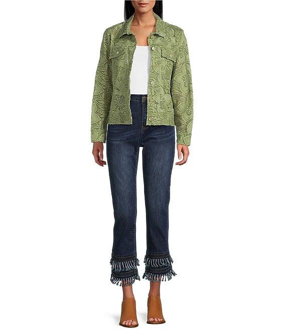 John Mark Floral Lace Embroidered Point Collar Long Sleeve Jacket Product Image