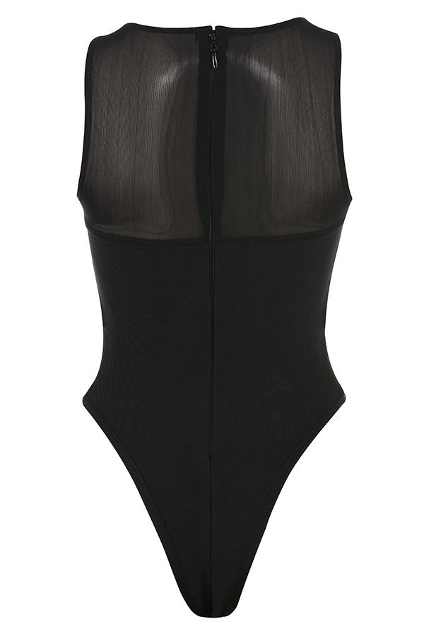 Chiara  black sleeveless bandage bodysuit - sale Product Image