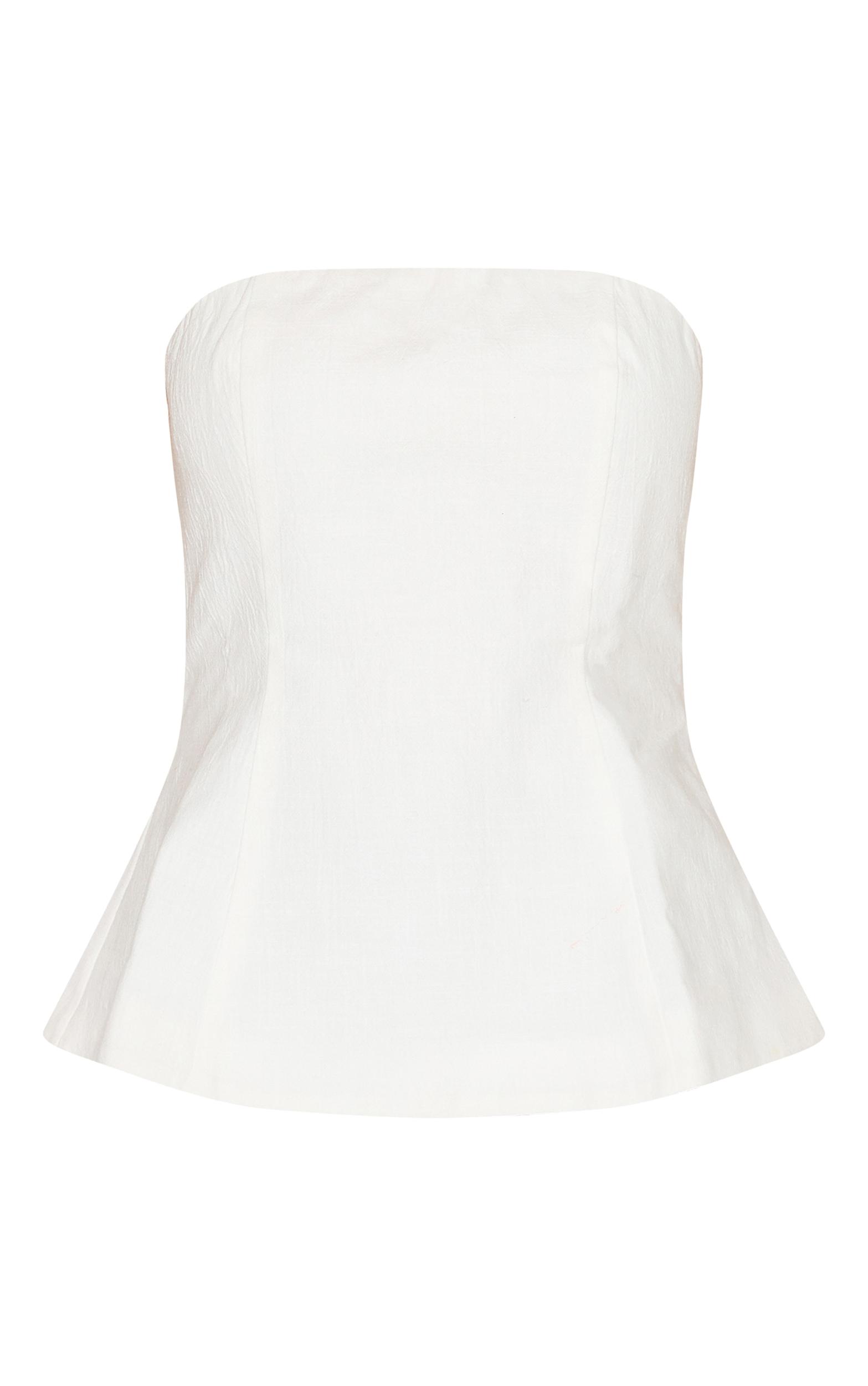  Petite White Bandeau Peplum Structured Long Top Product Image
