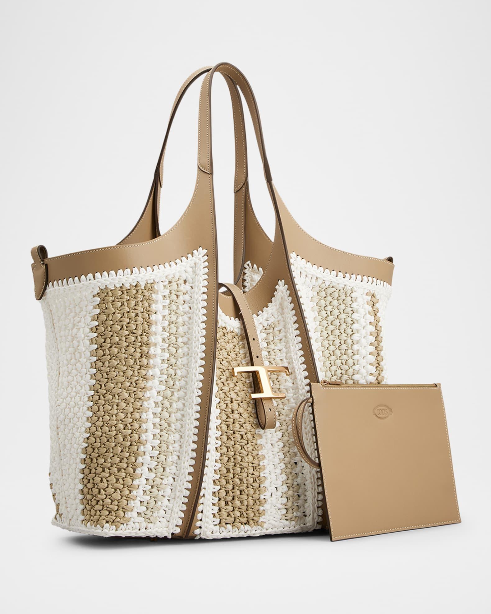 Mini Tricolor Snake-Print Leather Shopping Tote Bag Product Image