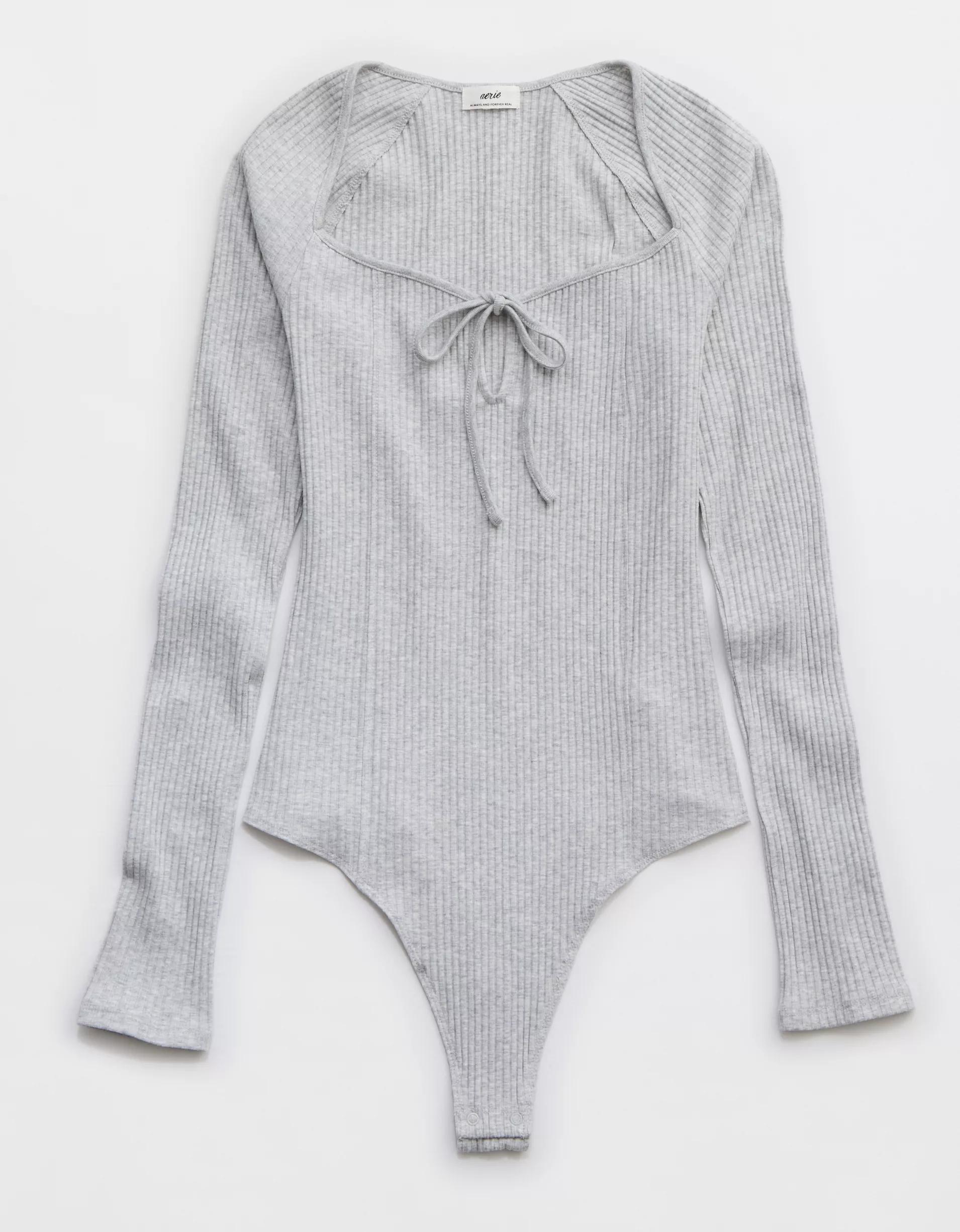 Aerie Long Sleeve Tie Front Bodysuit Product Image