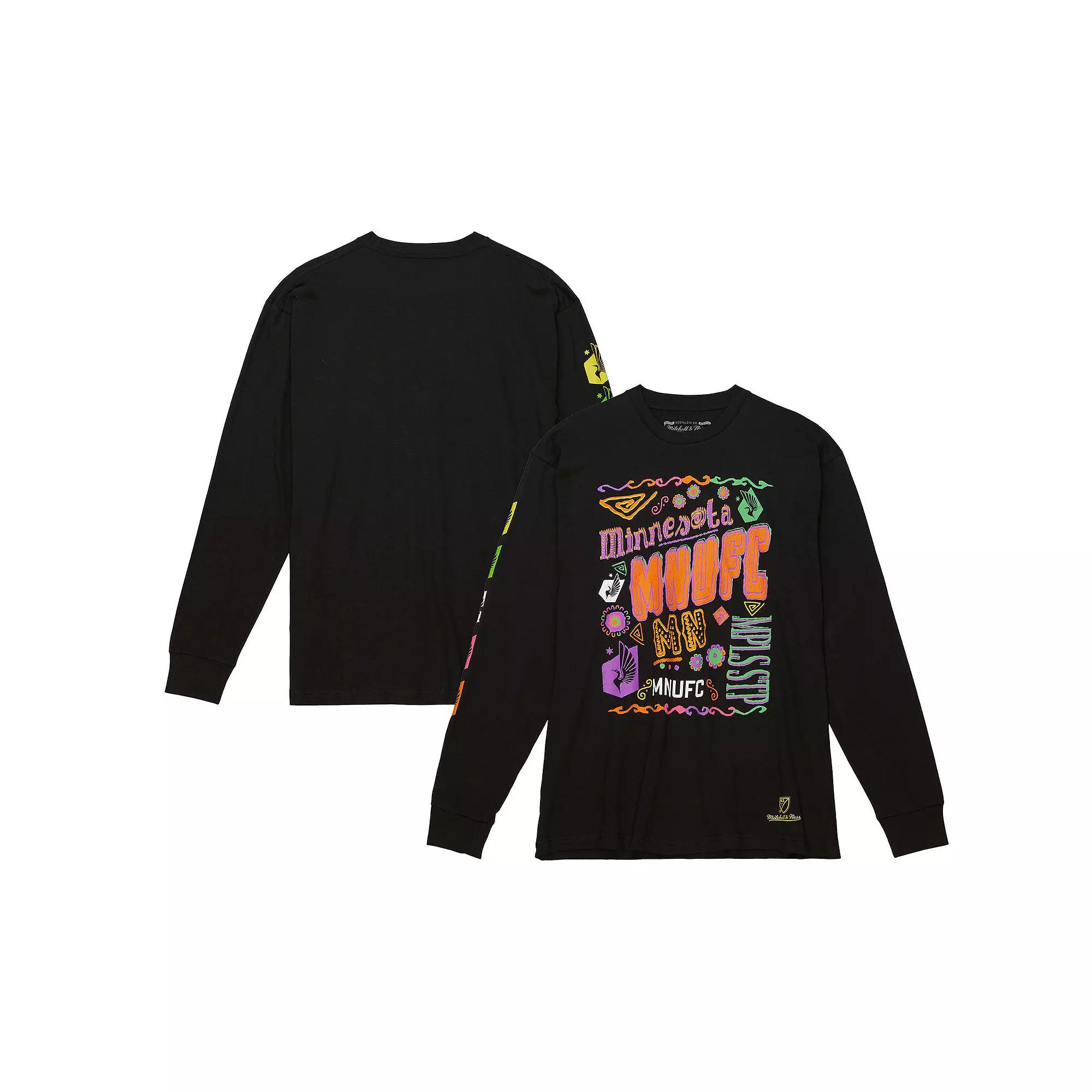 Men's Mitchell & Ness Black Minnesota United FC Papel Picado Long Sleeve T-Shirt, Size: Medium, Mfc Black Product Image