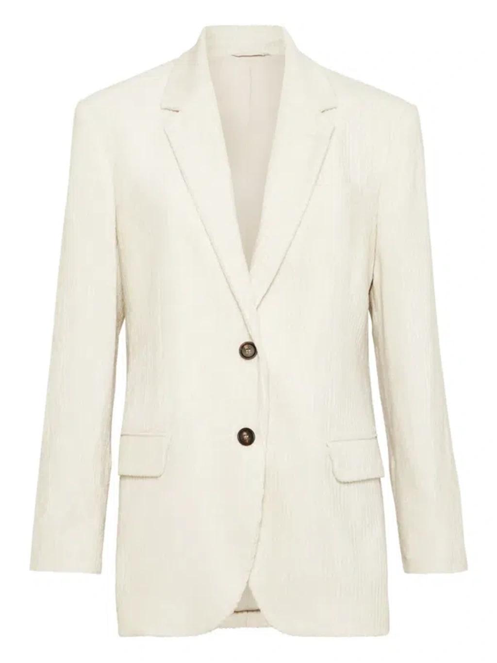 BRUNELLO CUCINELLI Single Breast Linen Jacket In Light Beige Product Image
