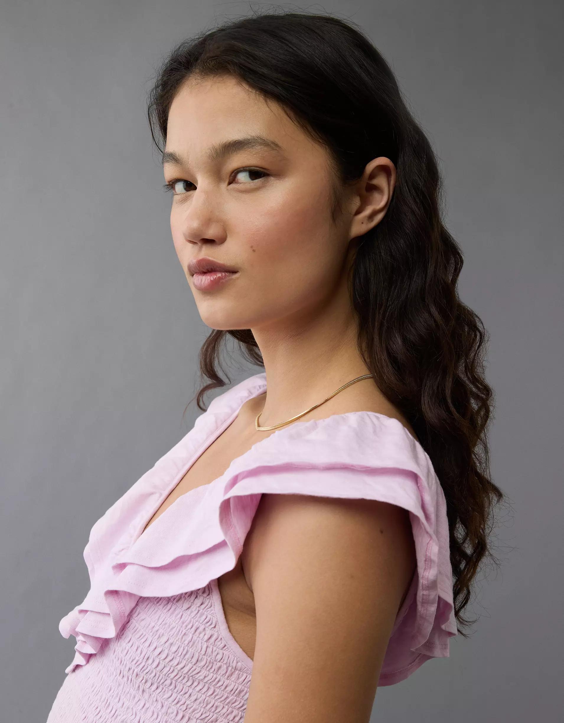 AE Sunchaser Knit Ruffle Mini Dress Product Image