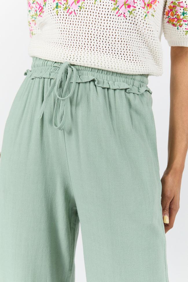 Full Sail Olive Linen Blend Pull On Pants FINAL SALE Product Image