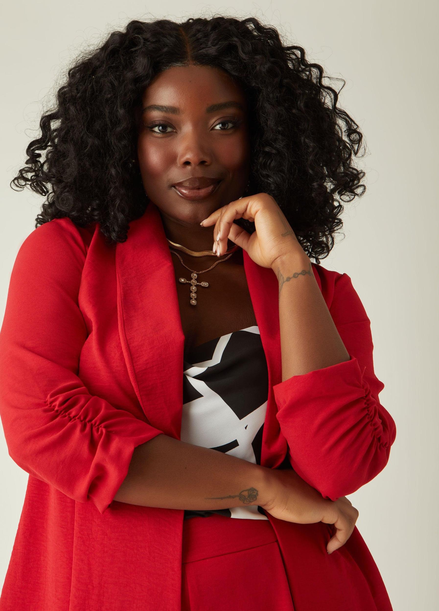 Textured Open Front Blazer Female Product Image