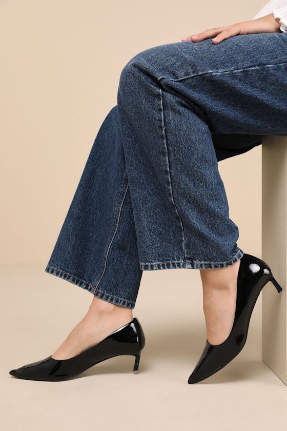 Emie Black Patent Kitten Heel Pumps Product Image