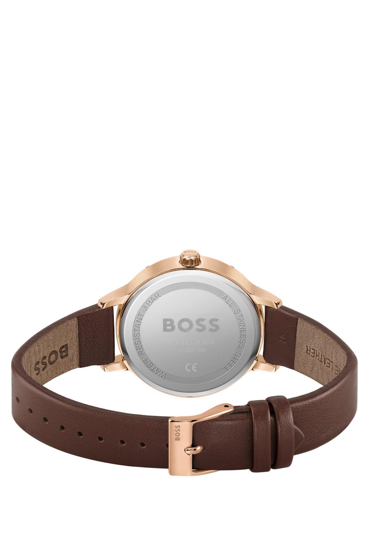 Leather-strap watch with silver-white dial Product Image
