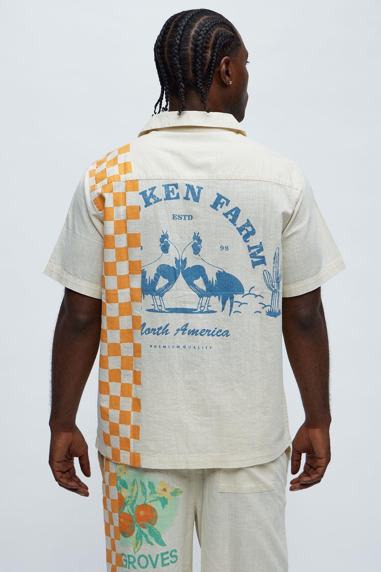 Groves Short Sleeve Button Up Shirt - Cream Male Product Image