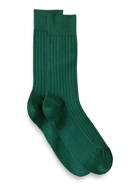 Solid Rib With Contrast Cotton Blend Sock - Green/blue Product Image