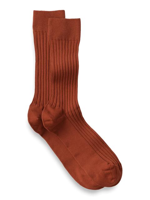 Solid Rib Cotton Blend Sock - Rust Product Image