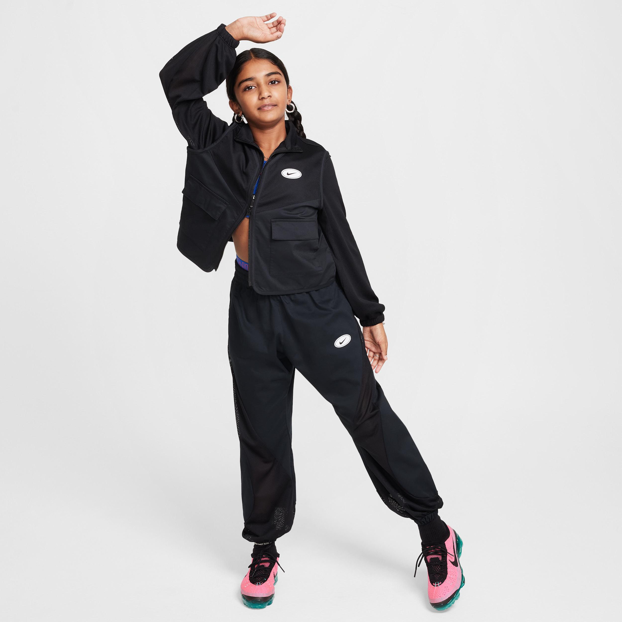 Nike Girls Nike NSW Dance Jacket-PD - Girls Grade School Black/White Product Image