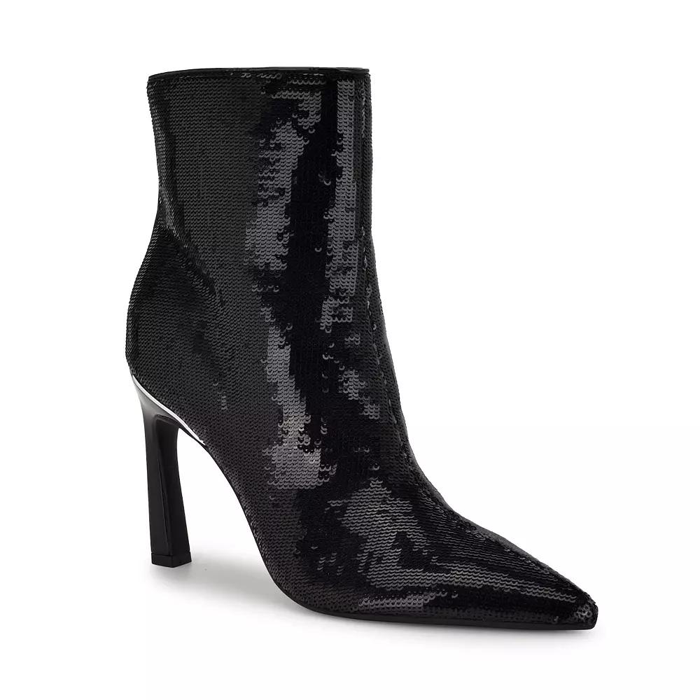 Nine West Balize Pointy Toe Tapered Heel Women's Dress Ankle Boots, Size: 7, Black Sequin Product Image