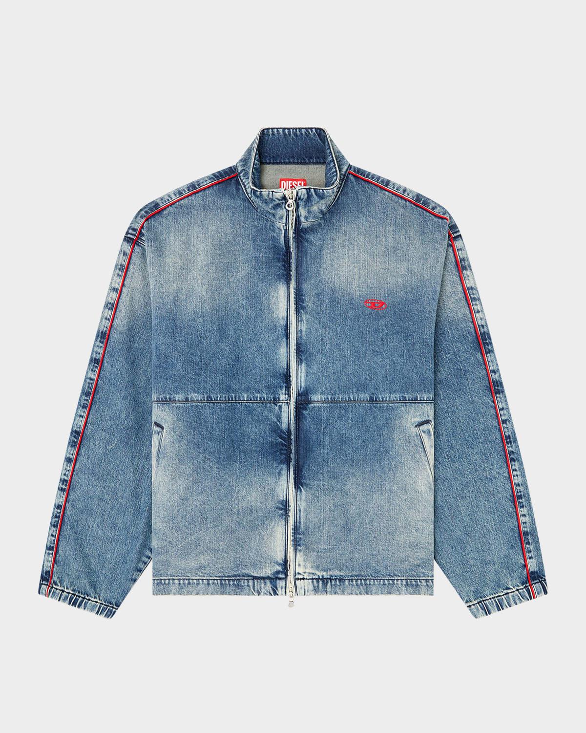 Men's Piped Denim Zip Jacket Product Image