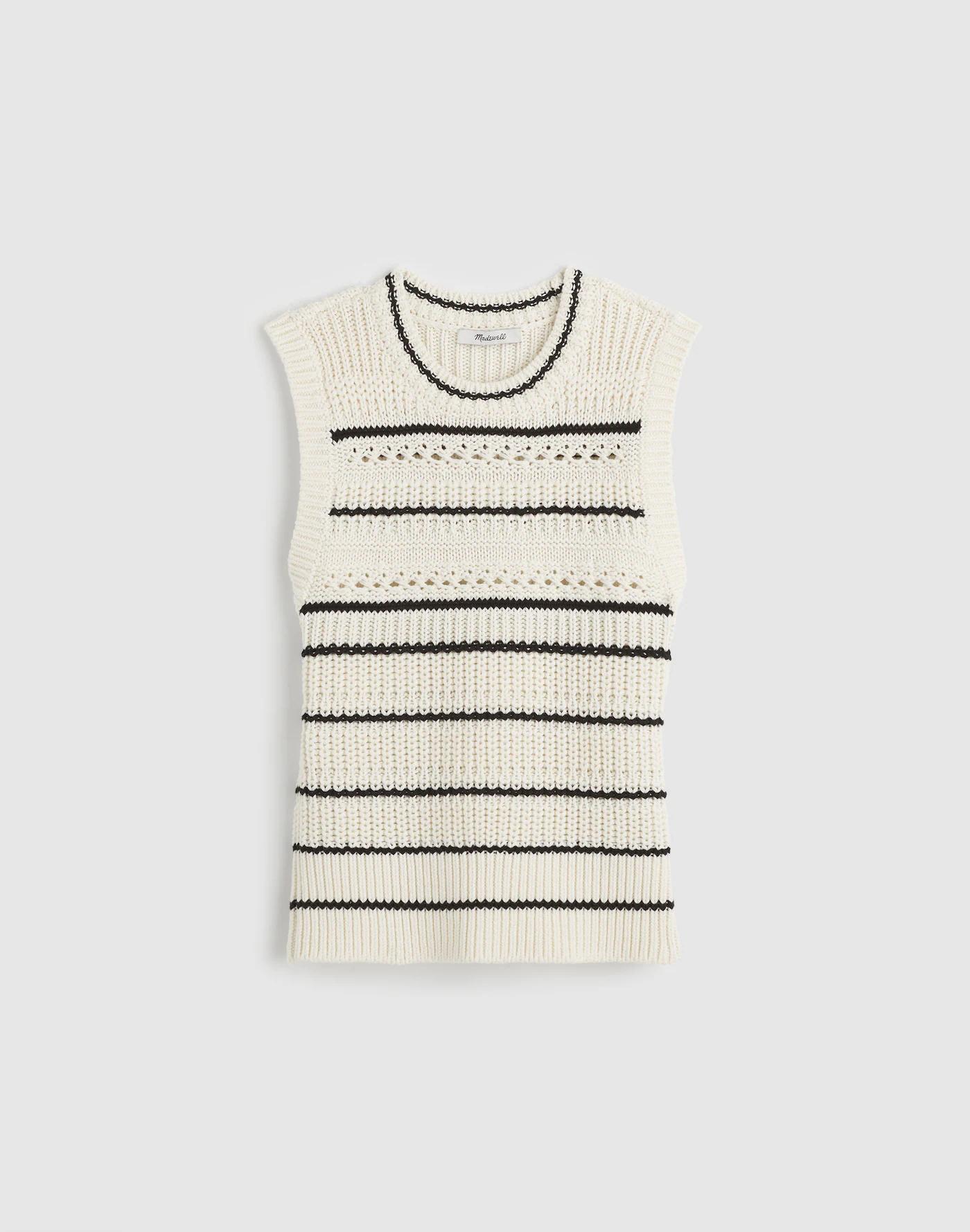 Striped Sweater Vest in 100% Cotton Product Image