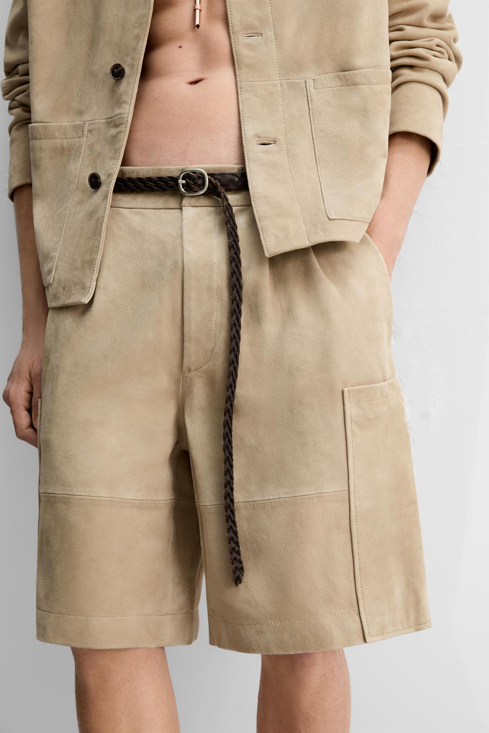 SUEDE CARGO SHORTS Product Image