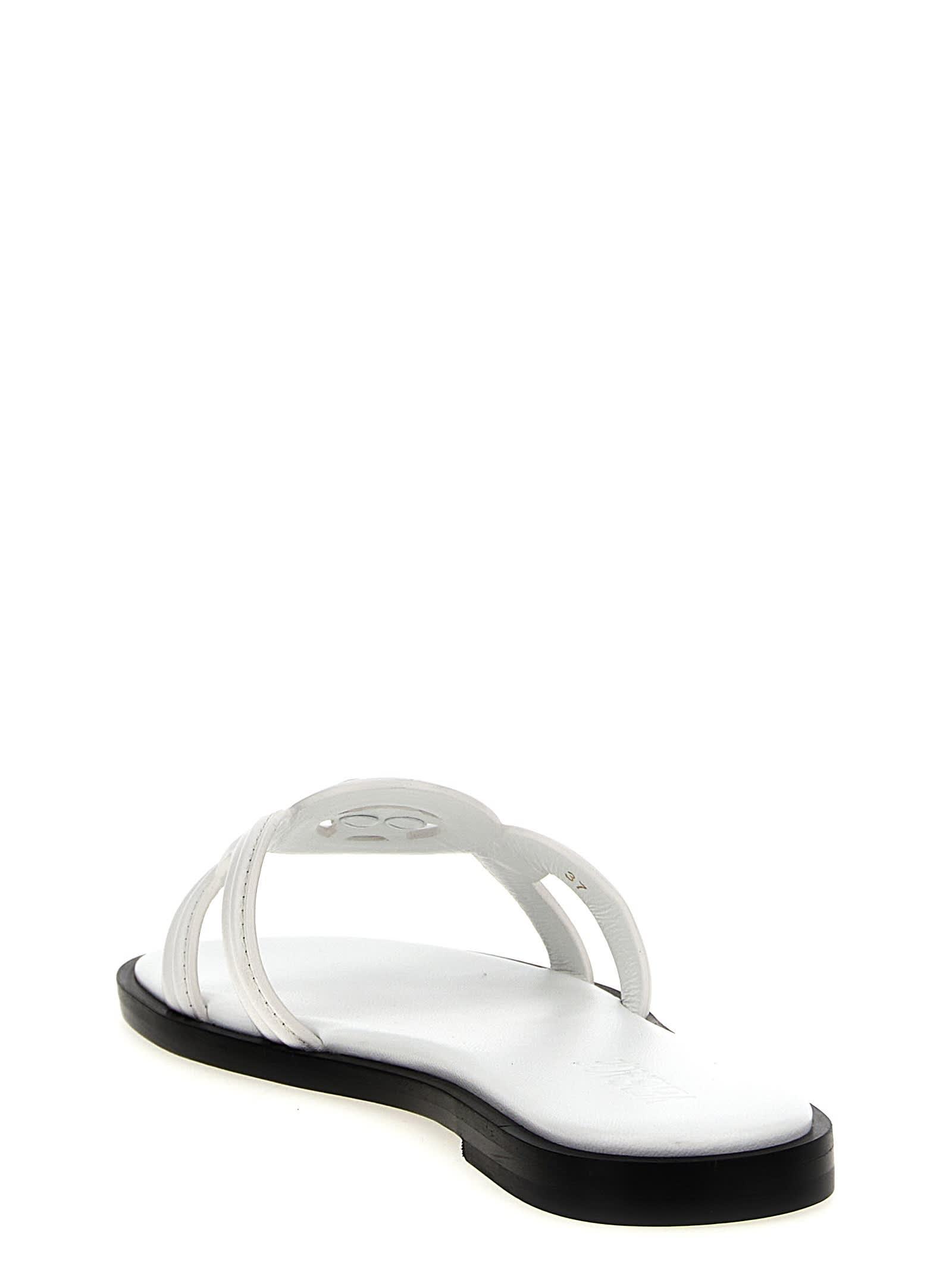 VERSACE Medusa Leather Flat Slide Sandals In White Product Image