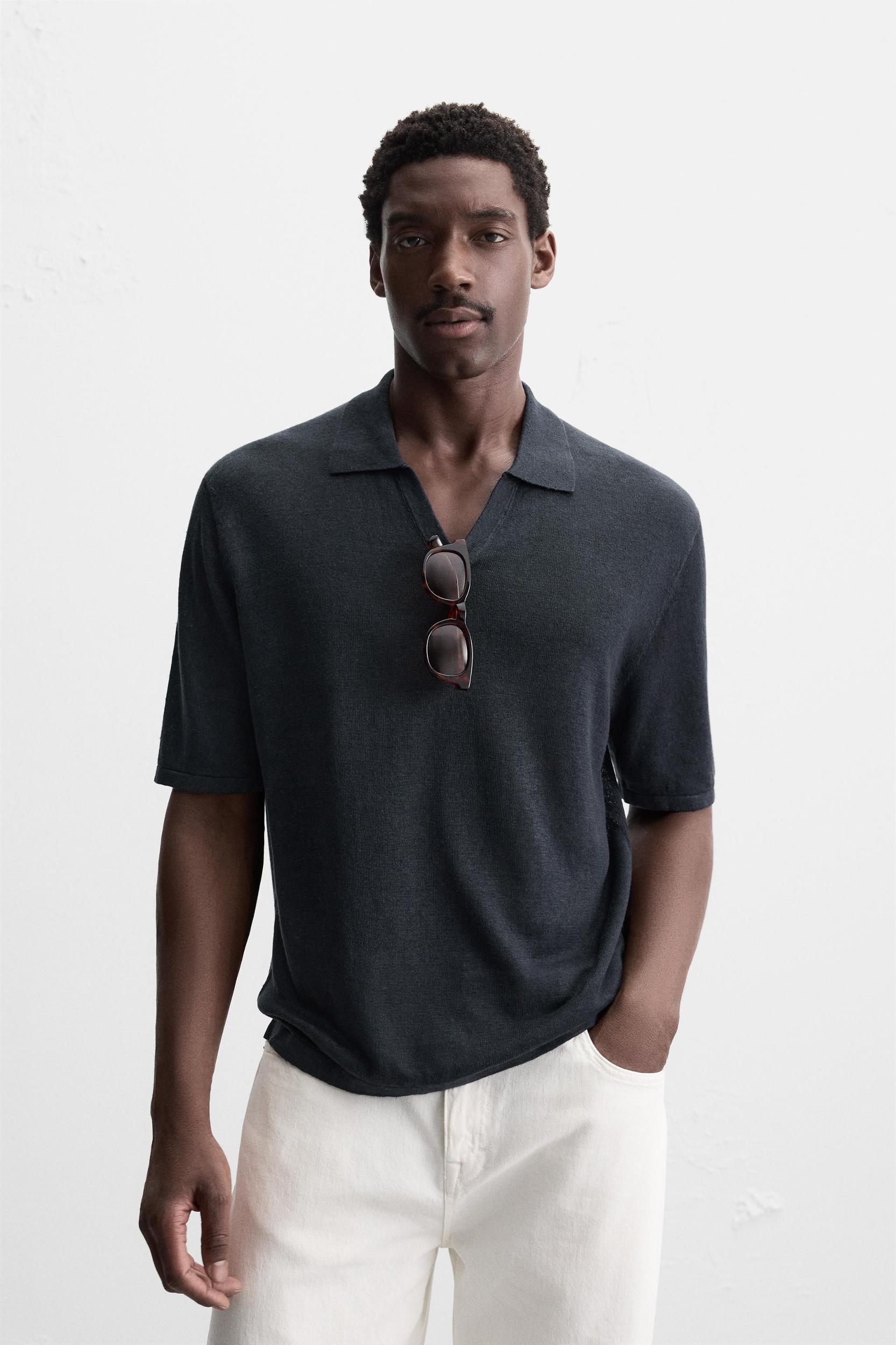 100% HEMP KNIT POLO SHIRT Product Image