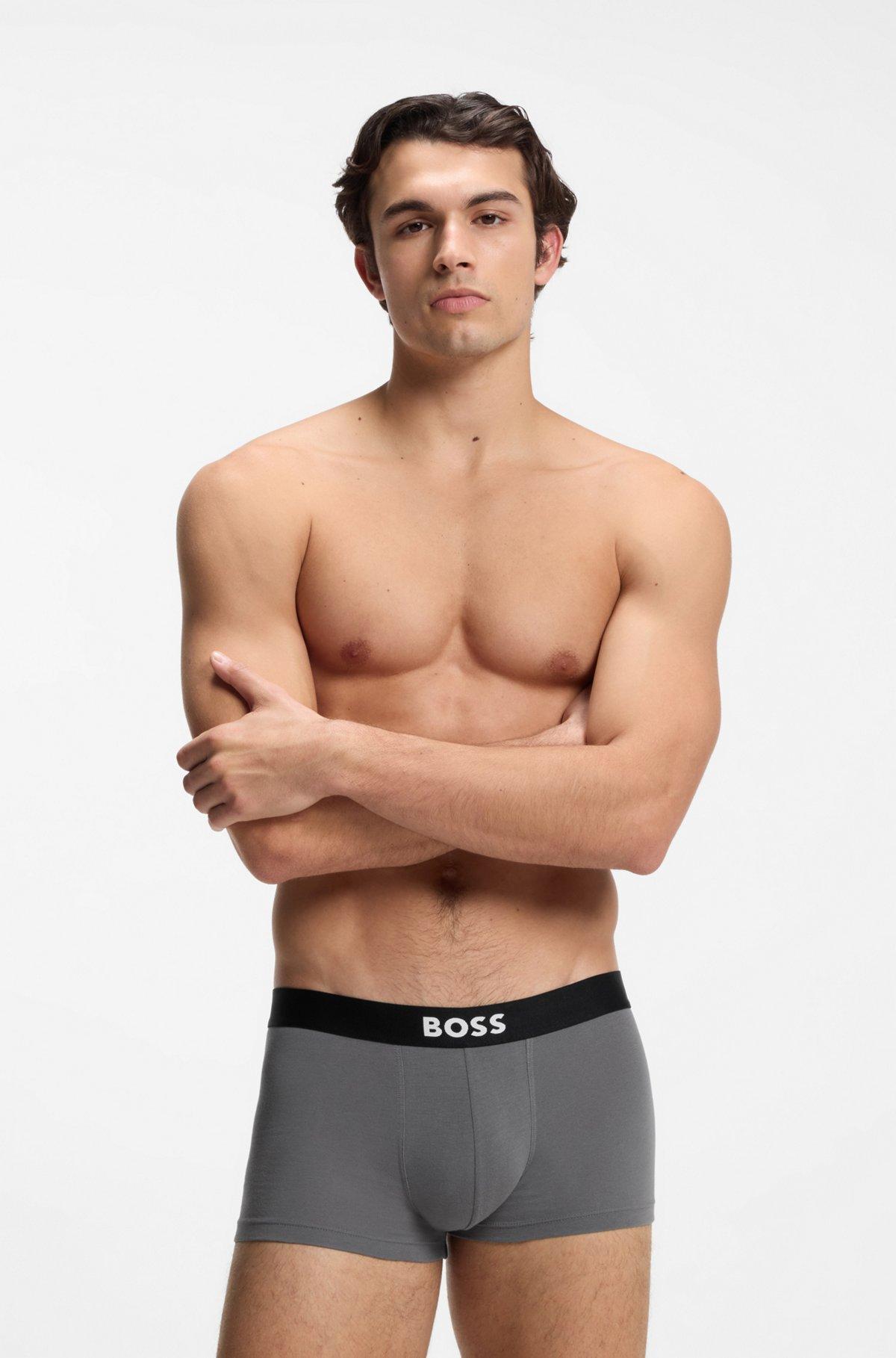Three-pack of stretch-cotton trunks with logos Product Image