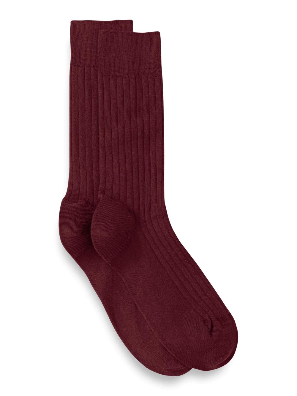 Solid Rib With Contrast Cotton Blend Sock - Wine/blue Product Image