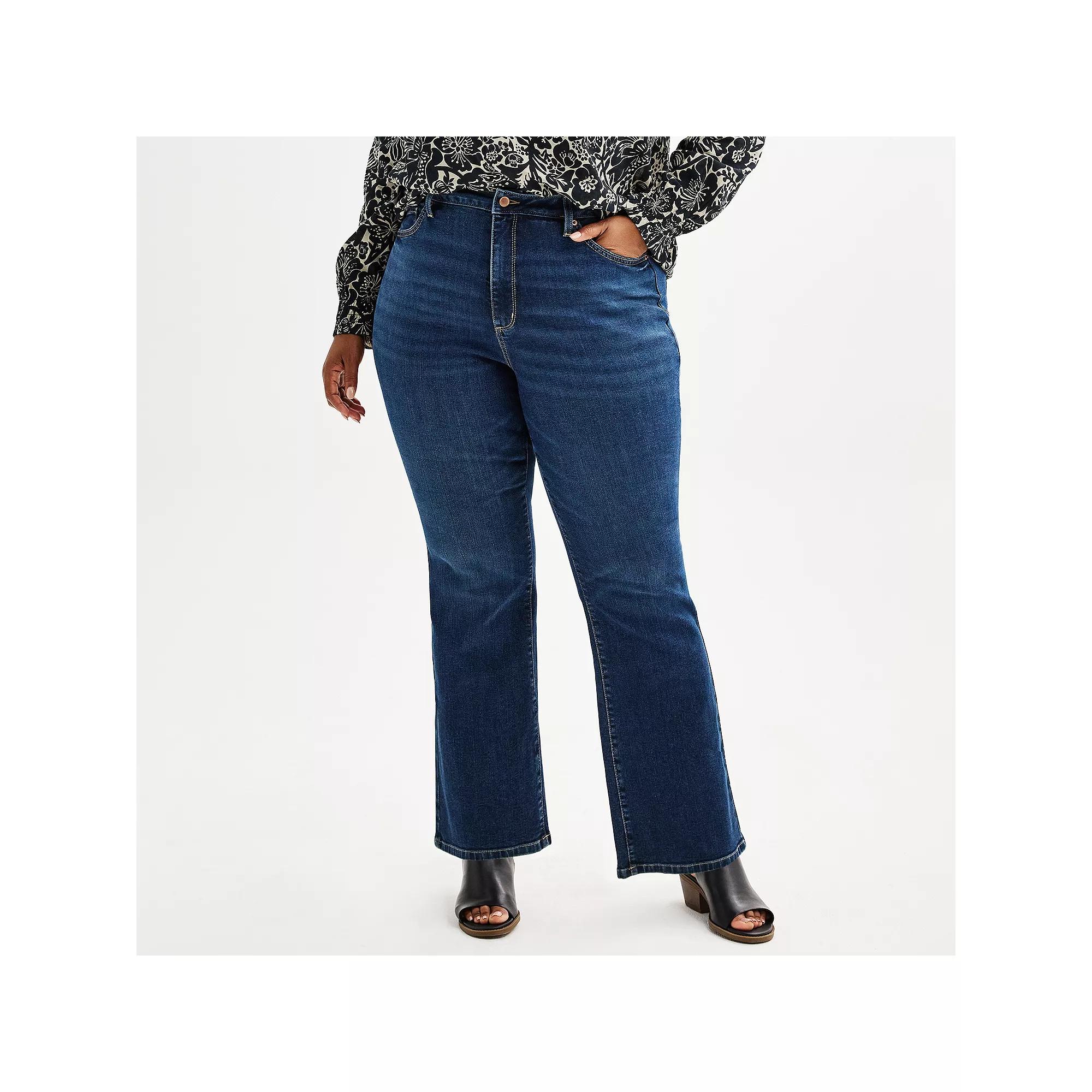 Plus Size Sonoma Goods For Life® Mid-Rise Bootcut Jeans, Women's, Size: 30 W, Dark Blue Product Image